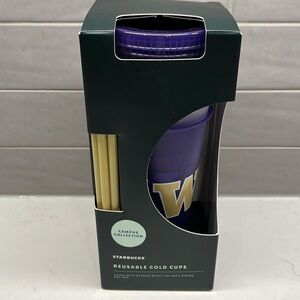 NWT NIB Starbucks Color University of Washington Huskies reusable cold cups